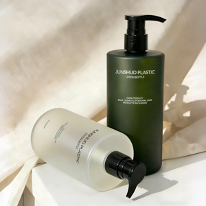 Bouteille en PET ovale mate translucide verte de luxe, très vendue, 500 ml/750 ml, avec pompe, pour emballage de shampoing, <span class=keywords><strong>gel</strong></span> douche, <span class=keywords><strong>faux</strong></span> cils - Product Image 1