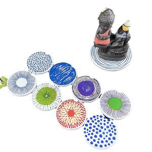 Sous-verre rond en dolomite blanche, tapis isolant thermique en céramique, impression numérique durable, cadeau d'entreprise, utilisation promotionnelle - Product Image 4