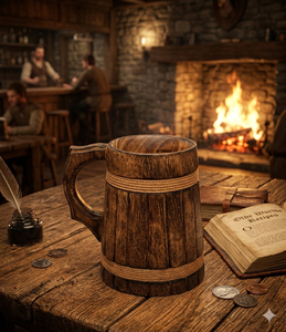 Mug en bois artisanal avec design en corde, mug rustique pour bière et café, style viking vintage, cadeau pour les amateurs de boissons - Product Image 2