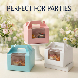 Confezione da 4 Scatole per Cupcake con Finestra, Scatole per Pasticceria, Bomboniere per Matrimoni e Feste di Compleanno - Product Image 4