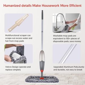 Ensemble de serpillière magique plate CF pour la maison et le commerce, 3 têtes de serpillière en microfibre avec un vaporisateur de 635 ml pour le nettoyage des sols avec une serpillière rotative - Product Image 2