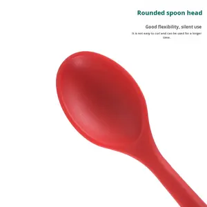 ملعقة سيليكون بمقبض طويل متعددة الأغراض غير لاصقة ومستدامة وآمنة للغسل في غسالة الأطباق، أداة مطبخ للطهي والخبز بلون موحد - Product Image 3