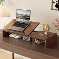 Support de bureau minimaliste en bois de noyer avec trépied mural, organisateur de clavier et support de moniteur pour ordinateur portable