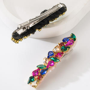 Horquilla de pico de pato Superflash de alta calidad, moda de cristal de color brillante, gasa de diamantes de imitación, agarre para el cabello, adorno de cabeza de tela delicada - Product Image 4