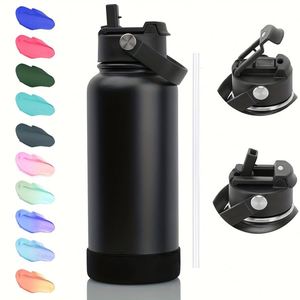 Custom Logo Stainless Steel <b>Sports</b> <b>Water</b> <b>Bottle</b> with 2 in 1 Straw Spout Lid Wide Handle Vacuum Insulated Flask - Product Image 2