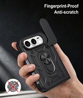 Coque de protection pour iPhone 18 DUO Fold avec anneau métallique, support magnétique, protection d'objectif, couverture coulissante pour caméra à 360 degrés, en TPU et PC.