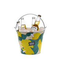 Seau à glace en métal galvanisé moderne sur mesure de 5 litres pour bière et vin avec poignées, seaux de refroidissement pour boissons de fête