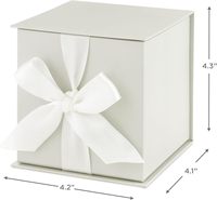 Boîte cadeau carrée blanche personnalisée avec ruban en satin, impression de logo personnalisée possible pour les cadeaux