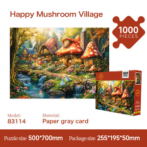 Puzzle personnalisé haut <span class=keywords><strong>de</strong></span> gamme 1000 pièces <span class=keywords><strong>Happy</strong></span> Mushroom Village 20x50cm, découpe <span class=keywords><strong>de</strong></span> précision, carton épais, revêtement mat UV, vente en gros OEM - Product Image 1