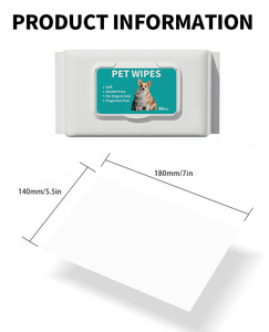 Lingettes jetables sans rinçage <span class=keywords><strong>pour</strong></span> animaux de compagnie, 80 lingettes, <span class=keywords><strong>pour</strong></span> chiens et chats, nettoyage doux et désodorisant, fournitures de toilettage - Product Image 1