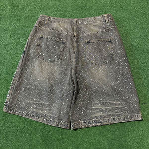 <span class=keywords><strong>Shorts</strong></span> in Denim con strass di perle lavate Vintage di alta qualità da uomo con Logo personalizzato Oem - Product Image 2
