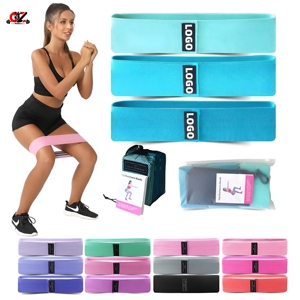 Wholesale Hip Booty Resistance <b>Bands</b> Custom Length and Color Logo Booty <b>Bands</b> Set With Bag Cotton Polyester Exercise <b>Bands</b> - Product Image 1