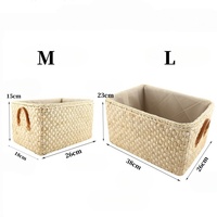 Panier de rangement rectangulaire en paille tressée de haute qualité avec poignée, panier de rangement naturel fait à la main en gros