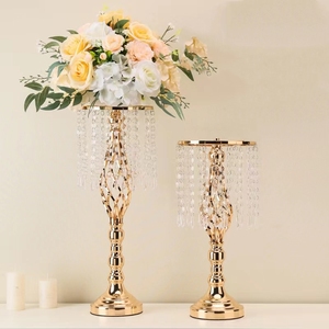 Oggetti di scena per matrimonio da tavola con supporto a fiori porta candelabri di <span class=keywords><strong>cristallo</strong></span> decorazione da tavolo occidentale torta tavolo da Dessert piedistallo di fiori - Product Image 3