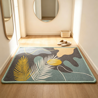 Tapis de porte en polyester à motif abstrait tropical nordique, feuilles de palmier, personnalisable en usine, antidérapant, lavable, pour entrée intérieure, cuisine