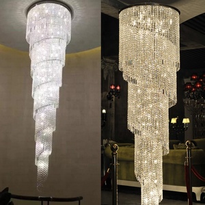 Dự án khách sạn biệt thự cầu thang đèn chùm cao trần đèn chùm ánh sáng cầu thang Dài Xoắn Ốc Đèn Chùm Pha Lê - Product Image 1