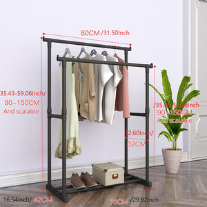 New Updated Floor <b>Coat</b> <b>Rack</b> <b>Stand</b> Double Pole Clothes Adjustable <b>Coat</b> <b>Rack</b> With Storage - Product Image 2