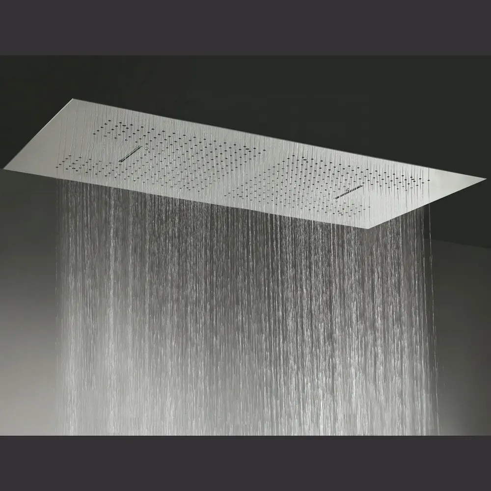 壁の降雨シャワーヘッドのサーモスタット304ステンレス鋼隠しダブルヘッドシャワーLedコントロールバスルームシャワー