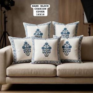 Housses de coussin écologiques imprimées à la main en coton 100% pour canapé, salon, chambre à coucher, décoration disponible à un prix raisonnable - Product Image 3