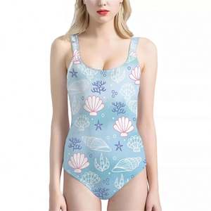 Camiseta sin mangas personalizada con estampado de mar azul Hawaiano, traje de baño de una pieza, 2024 Trendy Chicas En Micro Bikinis En Las Playas - Product Image 1