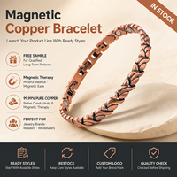 Joyería Magnética de Cobre Puro, Joyería de Terapia Magnética, Brazalete de Cadena de Triple Hilera Vintage para Venta al por Mayor y Suministro de Marca Personalizada