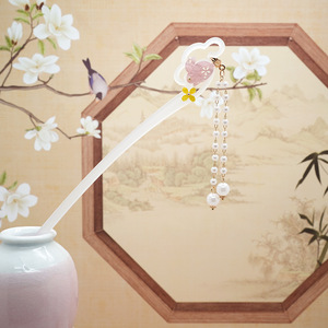 Horquilla de Pelo de Conejo <span class=keywords><strong>Rosa</strong></span> de Alta Calidad con Borla, Estilo Antiguo, Accesorio para el Cabello para <span class=keywords><strong>Mujer</strong></span> - Product Image 5