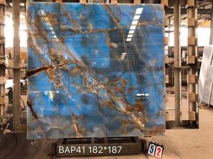 Revestimiento de Pared de Mármol Azul Translúcido Tipo Book Match, Losas de Piedra de Ónix Azul para Exteriores Retroiluminadas - Product Image 5