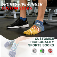 Chaussettes à cinq doigts rayées personnalisées pour hommes et femmes, respirantes en coton, invisibles, athlétiques, avec logo personnalisé