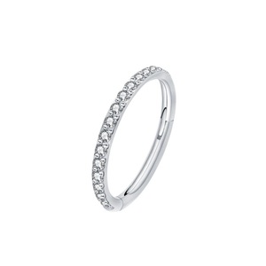 Anneau de piercing en titane G23 sans soudure avec pavé de zirconium / design uni, hypoallergénique, pour nez, septum, daith, cartilage - Product Image 6