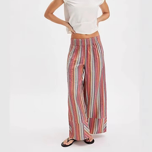 2026 Striped Full Length Knitted Straight <b>Pants</b> Women's New Spring Eco-Friendly Breathable Loose Casual Temperament Commuting - Product Image 1