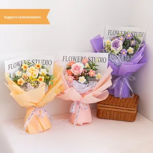 Bouquet de fleurs séchées de roses tissées à la main - Décoration de la maison pour Thanksgiving, cadeau pour les meilleurs amis et les enseignants - Product Image 3
