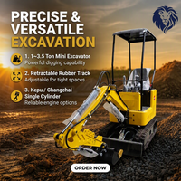 Mini-excavatrice d'occasion 1 à 3,5 tonnes, châssis rétractable, chenilles en caoutchouc, mini-excavatrice hydraulique pour travaux de terrassement agricole et de jardinage