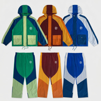 Ensemble survêtement homme personnalisé colorblock, veste coupe-vent et pantalon cargo en nylon Ripstop, sportswear à capuche, marque privée, faible MOQ, OEM, ODM