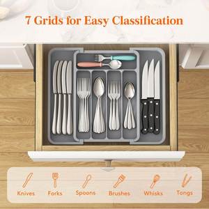 Modern Metal Kitchen <b>Drawer</b> Divider Cutlery <b>Storage</b> <b>Box</b> in Cabinets Standing Partition Knife Fork Chopsticks Rack - Product Image 4
