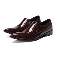 NA244 Robe rouge vin pour homme Chaussures en cuir italien Mocassin en cuir à enfiler tendance pour homme Chaussures formelles pour homme Chaussures à bout pointu pour homme
