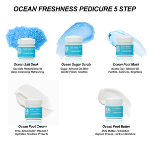 Kit de soin des <span class=keywords><strong>pieds</strong></span> à l'odeur océanique en 5 étapes, masque exfoliant pour les <span class=keywords><strong>pieds</strong></span>, crème, beurre pour des <span class=keywords><strong>pieds</strong></span> lisses et revitalisés - Product Image 2