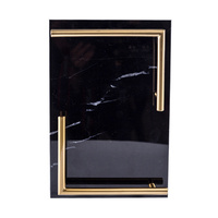 Plateau de maquillage en métal doré, pierre de marbre gris, ornement créatif, style ornement, porte-bonheur, thé, gâteaux, décoration pour Bar d'hôtel