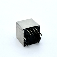 Connecteur RJ45 droit Soulin 180 degrés 8P8C à port unique avec contact en laiton et LED bicolore vert ambre pour montage sur circuit imprimé