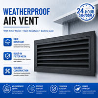 Amortiguador de calefacción de ventilación exterior cuadrado moderno, persiana impermeable de aluminio y plástico, resistente a la lluvia, montado en la pared para almacenes