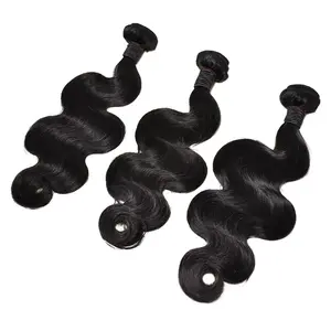Harga grosir bundel rambut lurus kutikula 12A rambut pakan gelombang tubuh kain ganda 100% rambut manusia asli