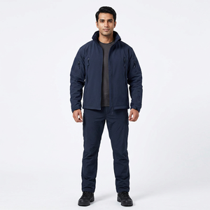 Men's Custom Softshell Autumn <b>Jacket</b> Windproof <b>Waterproof</b> Canvas Vintage Style Stand Collar Front Hood Hiking Tactical Snow Use - Product Image 1