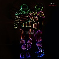 Costume de danse lumineux à fibres optiques, tenue LED scintillante pour spectacle sur scène, festival de musique, soirée en boîte de nuit, performance