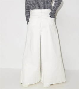 Pantalon et pantalon en <span class=keywords><strong>jean</strong></span> blanc taille haute jambe large pour <span class=keywords><strong>femme</strong></span> de grande taille - Product Image 4