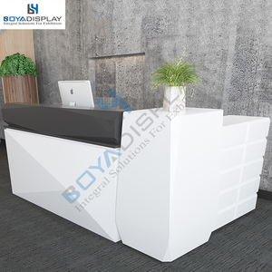 Mesa blanca pequeña, escritorio de recepción, bien diseñado, Oficina de Hotel, muebles de oficina cuadrados, escritorio moderno de tienda de madera - Product Image 5