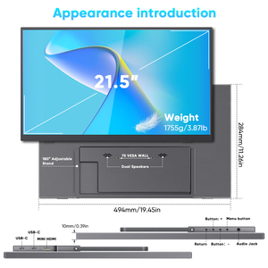 Siêu Mỏng 21.5 Inch USB-C <span class=keywords><strong>HD</strong></span> Xách Tay Màn Hình <span class=keywords><strong>LCD</strong></span> 1080P Vesa 180 ° Có Thể Điều Chỉnh Chân Đế Không Khung FHD HDR Hiển Thị Cho Du Lịch - Product Image 2
