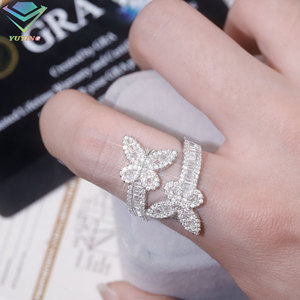 Bague papillon style mode, diamant moissanite VVS, certificat GRA, passe le testeur de diamants, plaqué or, argent sterling 925, cadeau - Product Image 5