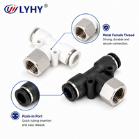 LYHY Factory Direct Sale Easy Install Crush Fall Resistant Side Tee PTF Threaded Air Vacuum PU PA Tube Pneumatic Parts Fittings