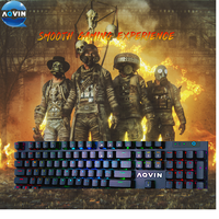Clavier de jeu mécanique RGB rétro-éclairé USB clavier filaire avec commutateurs bleus anti-ghosting complet 104 touches pour ordinateur de bureau-noir