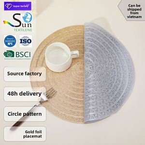 European-style Hollow Circular Solid Color Luxury PVC Bronzing Creative Dining Table Decoration <b>Waterproof</b> Non-slip Thermal Mat - Product Image 6