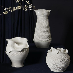 Modern Home Decorative White <b>Ceramic</b> <b>Vase</b> Set Glazed & Matt for Hotels Artificial Flower & Vessel <b>Ceramic</b> <b>Porcelain</b> - Product Image 1